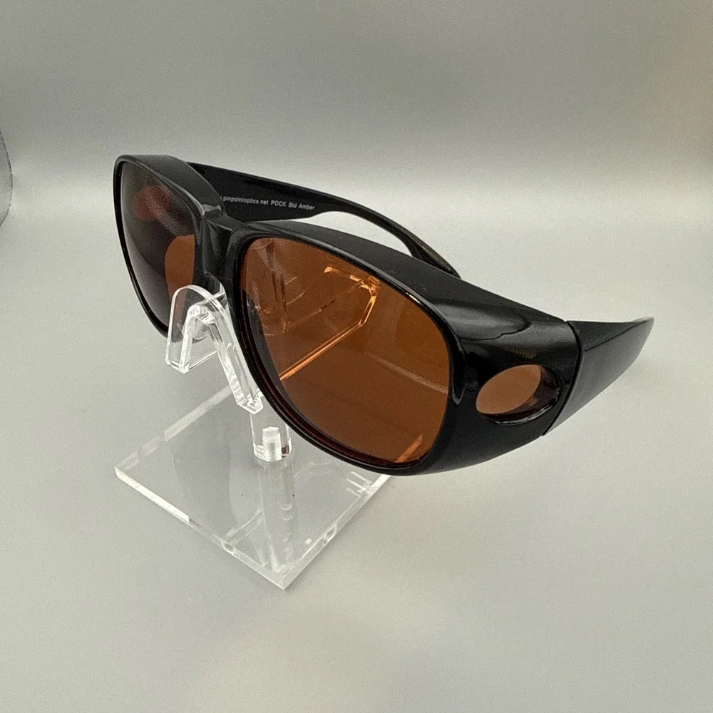 Pinpoint Optics POCK Authentic Black Fit Over Sunglasses Amber Lenses UV400
